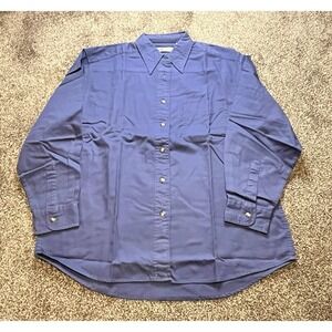 Vintage Sunbelt 100% Cotton Button Up Made In Hong Kong NWOT Blue Size Large